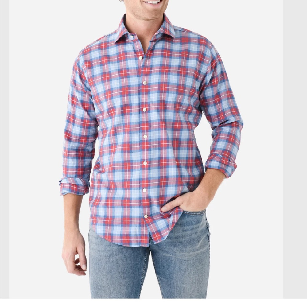 Peter Millar Blue and Red Plaid Shirt size XL